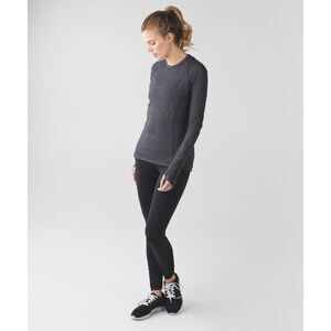 Lululemon Runderful Long Sleeve | Heathered Herringbone Black Rulu Top Sz 6- EUC